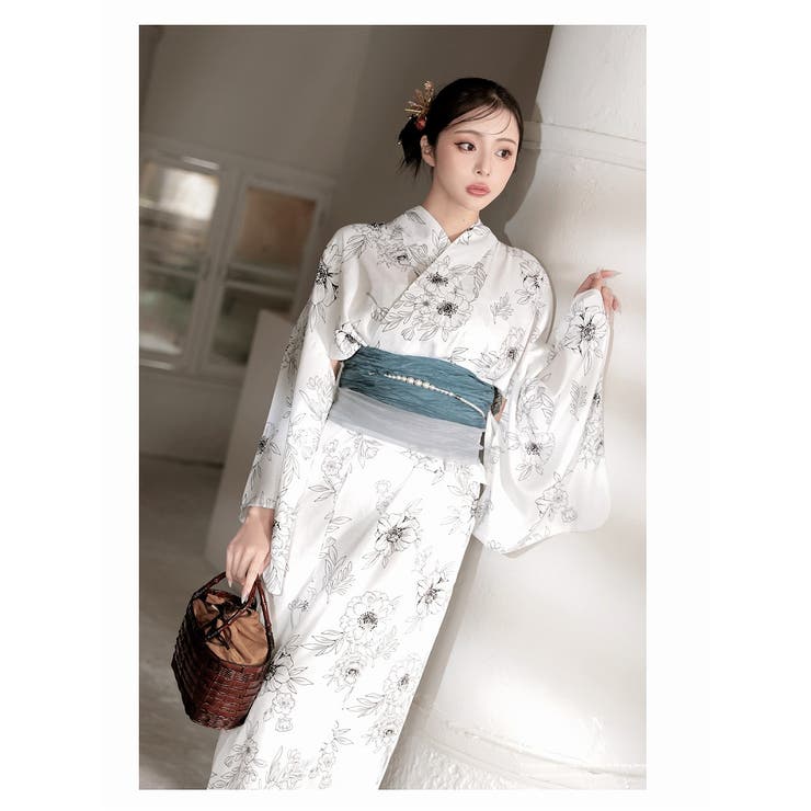 浴衣 ワンピース浴衣 白[品番：RV000012112]｜Ryuyu（リューユ）の