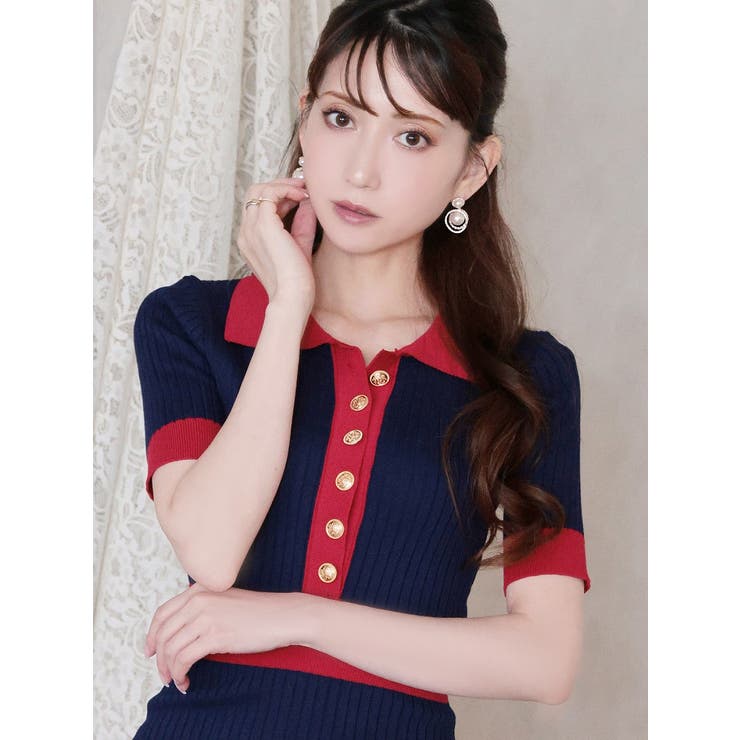 ゆーりん　ワンピースドレス ❤︎ ボレロ風ダブルリボンワンピース (ブラック/サックス