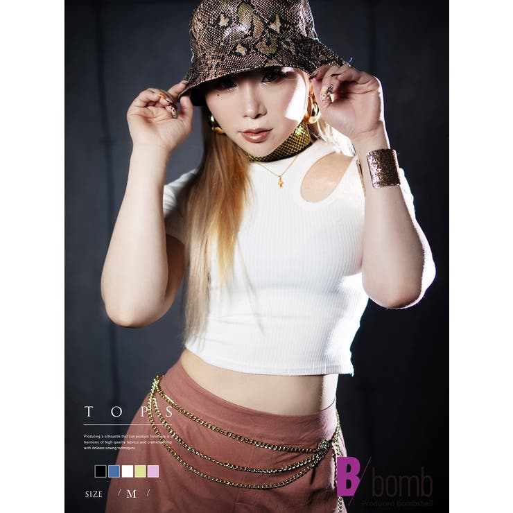 半袖Tシャツ カットソー リブニット素材 | bombshell | 詳細画像1 