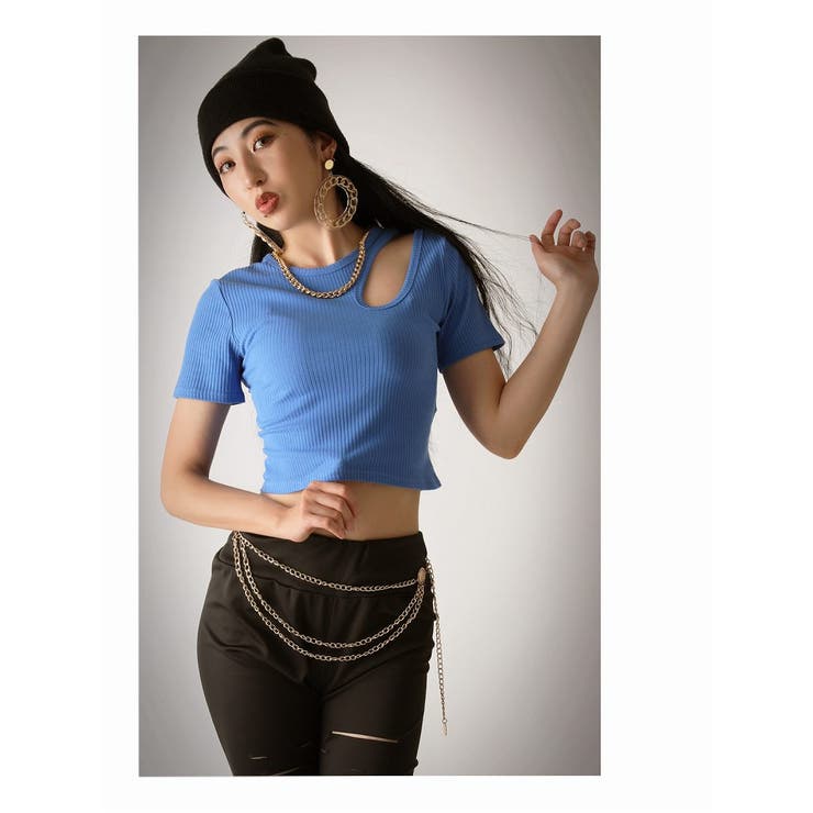 半袖Tシャツ カットソー リブニット素材 | bombshell | 詳細画像4 