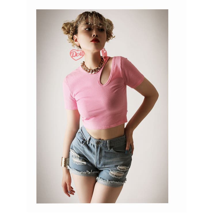 半袖Tシャツ カットソー リブニット素材 | bombshell | 詳細画像5 