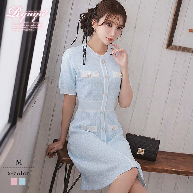 ブルー | ワンピース キャバドレス 半袖 | Ryuyu