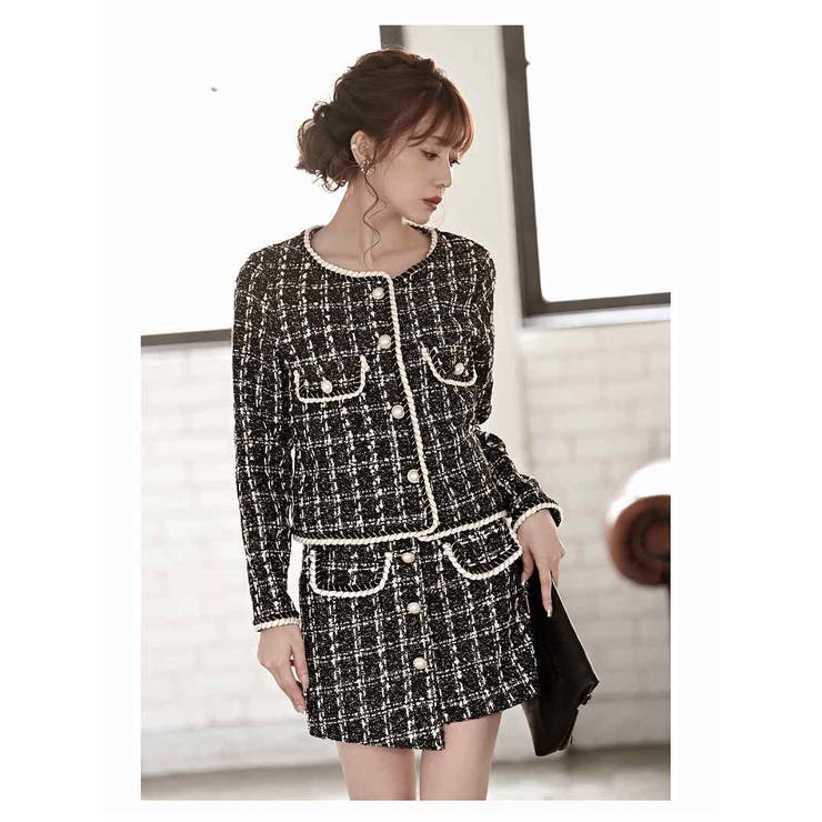 ブラック | キャバスーツ ツイード フォーマルスーツ | Ryuyu