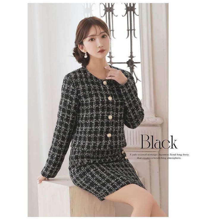 キャバスーツ ミックスツイード ノーカラースーツ | Ryuyu | 詳細画像11 