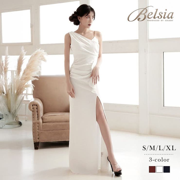 ホワイト | キャバドレス ロング ワンショル風 | Ryuyu