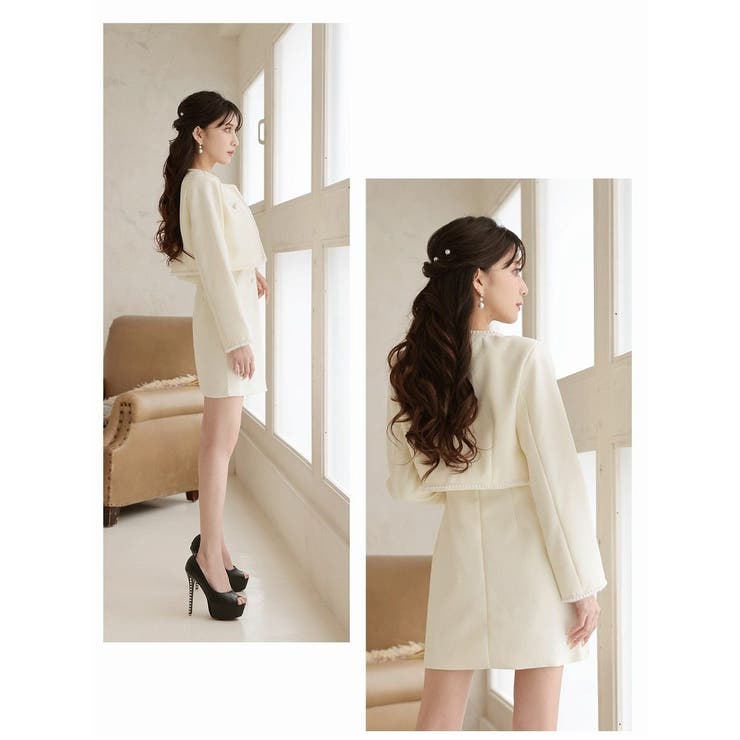 キャバスーツ 白 ツイード | Ryuyu | 詳細画像7 