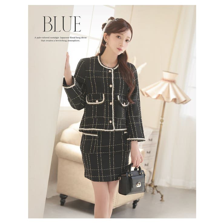 キャバスーツ バイカラー 厚手ツイード | Ryuyu | 詳細画像5 