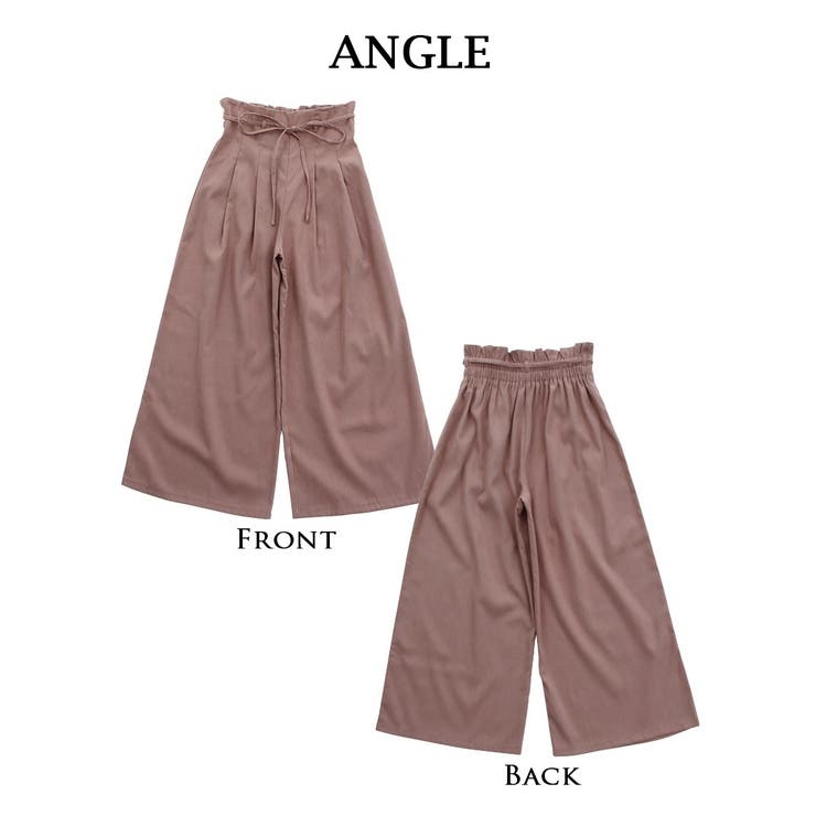 ウエストタック無地ワイドパンツ ウエストリボンハイウエストロングパンツ M | Rvate | 詳細画像15 