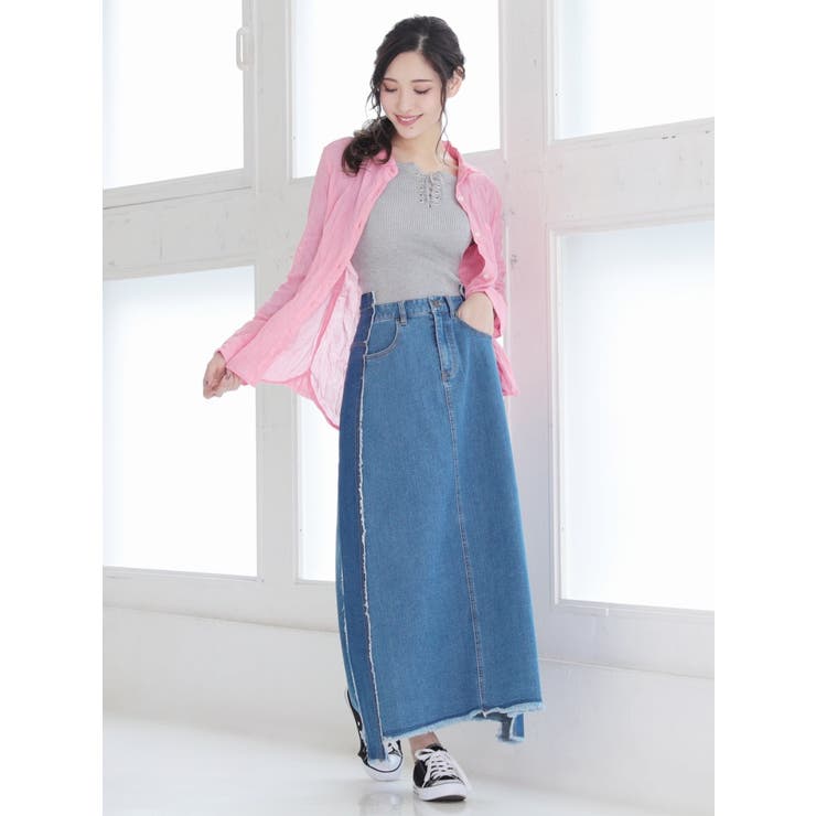 ネイビー | キャバスカート デニム スカート | Rvate