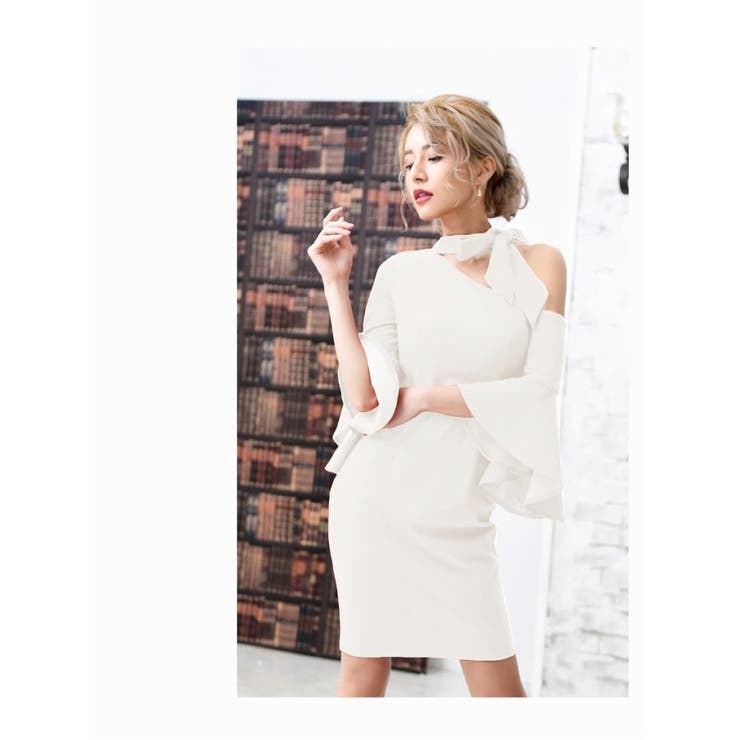 ホワイト | ワンピース キャバドレス 七分袖 | Ryuyu