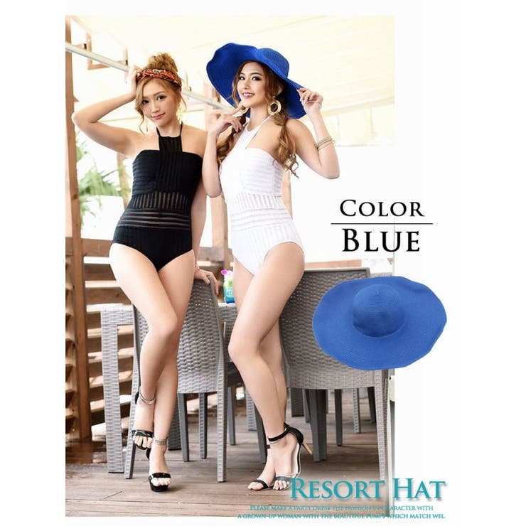 ブルー | 帽子 シンプル 麦わら | Ryuyu