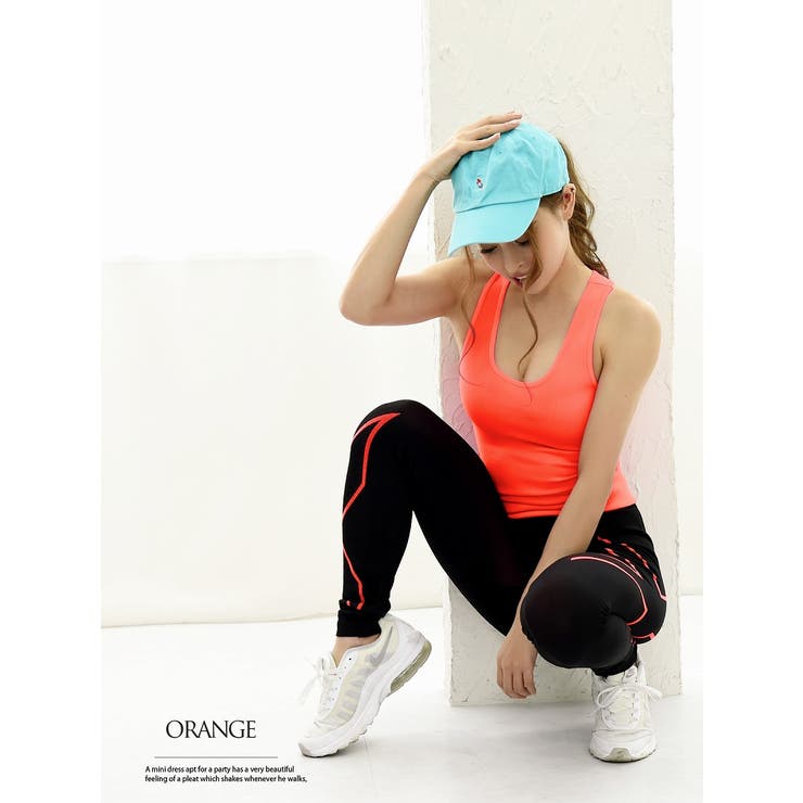 オレンジ | フィットネスウエア ワンカラー タンクトップ | Ryuyu