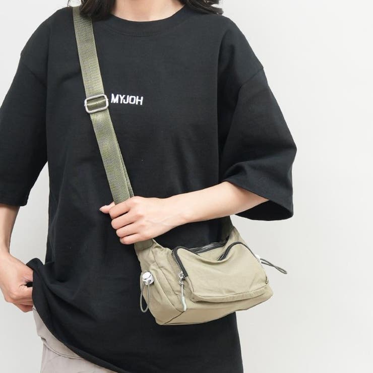 カーキ | 多収納 軽量ナイロンショルダーバッグ ファスナーポケット付き 男女兼用 | Beststore