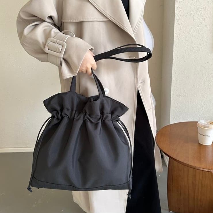 大人可愛い 2way 巾着トートバッグ A4収納可 軽量 マザーズバッグ | Beststore | 詳細画像9 