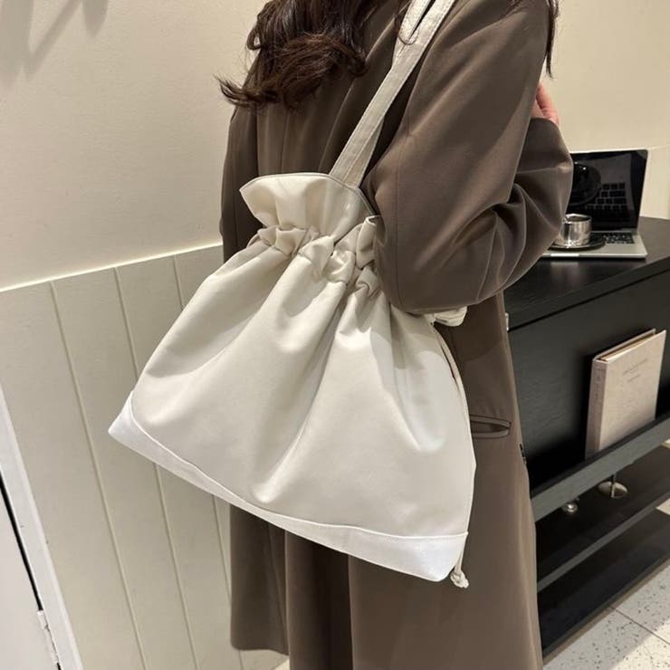 大人可愛い 2way 巾着トートバッグ A4収納可 軽量 マザーズバッグ | Beststore | 詳細画像11 