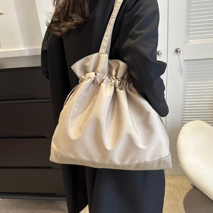 大人可愛い 2way 巾着トートバッグ A4収納可 軽量 マザーズバッグ | Beststore | 詳細画像2 