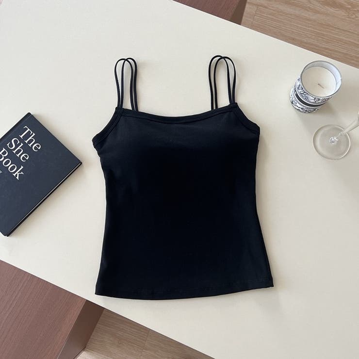 ブラック | 自然なボリュームと美胸を叶える、一体型カップ付きキャミソール | Beststore