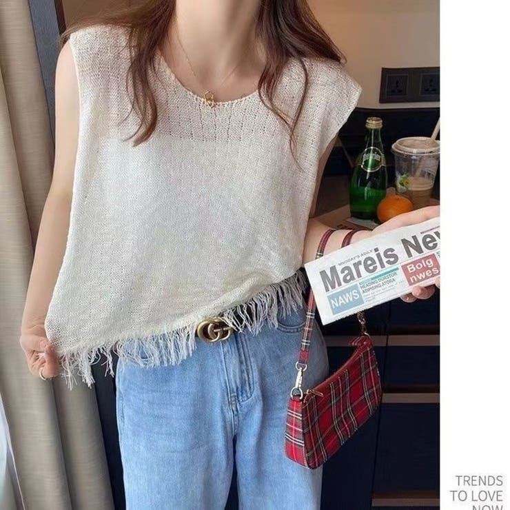 フリンジ付き サマーニット ベスト | Beststore | 詳細画像3 