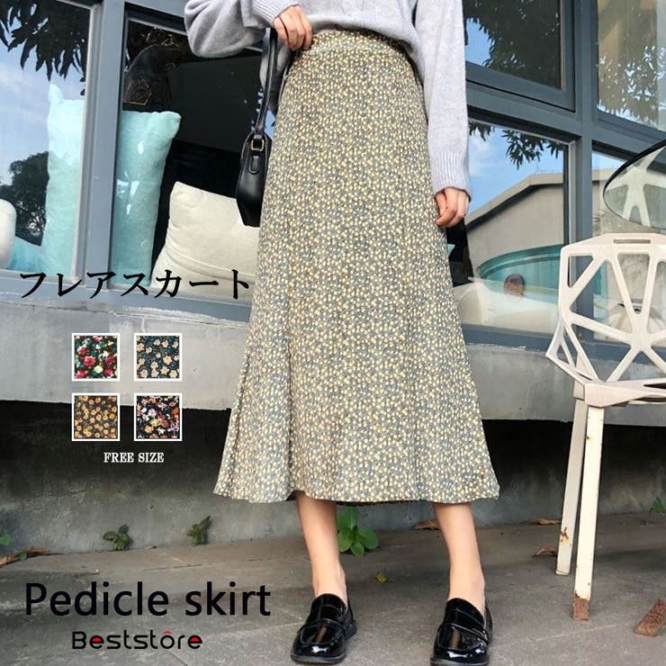 柄C | 花柄フレアスカートレディース フレアスカート ハイウエスト | Beststore