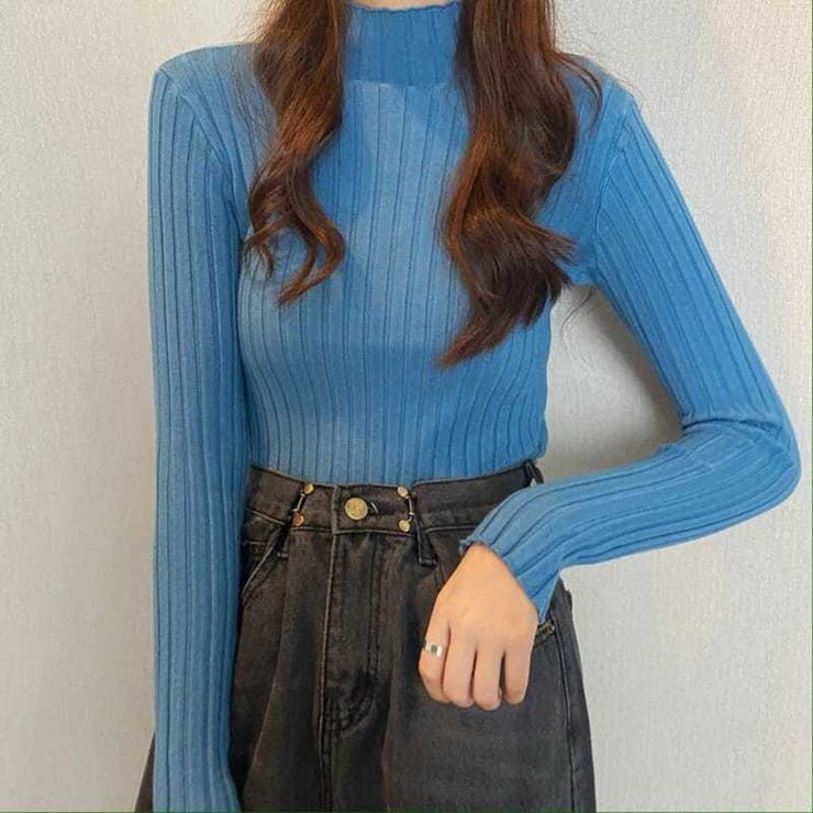 ブルー | リブニット インナーニット トップス | Beststore