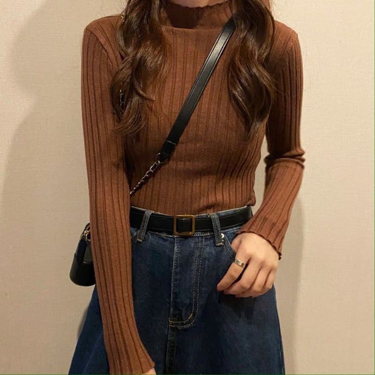 ブラウン | リブニット インナーニット トップス | Beststore