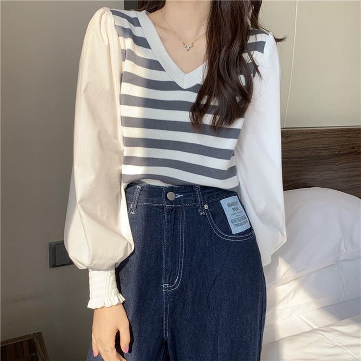 Vネック長袖カットソーボーダー長袖春服ボーダーボートネックトップススリーブ大人可 品番 Bsrw Beststore ベストストア の レディースファッション通販 Shoplist ショップリスト