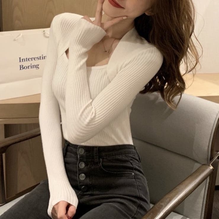 レイヤード風ニット 長袖 薄手 | Beststore | 詳細画像6 