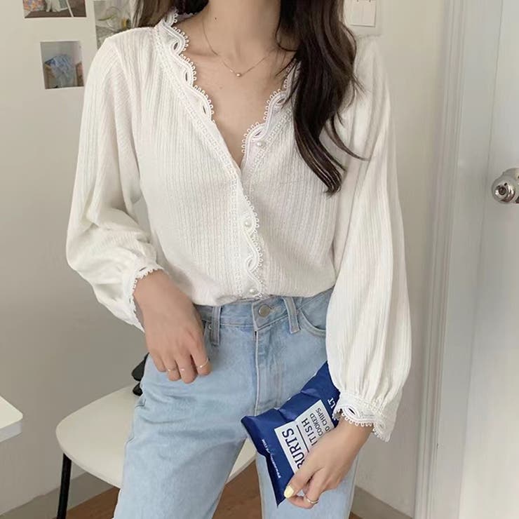 Vネックシフォンブラウス パフ袖 トップス | Beststore | 詳細画像2 