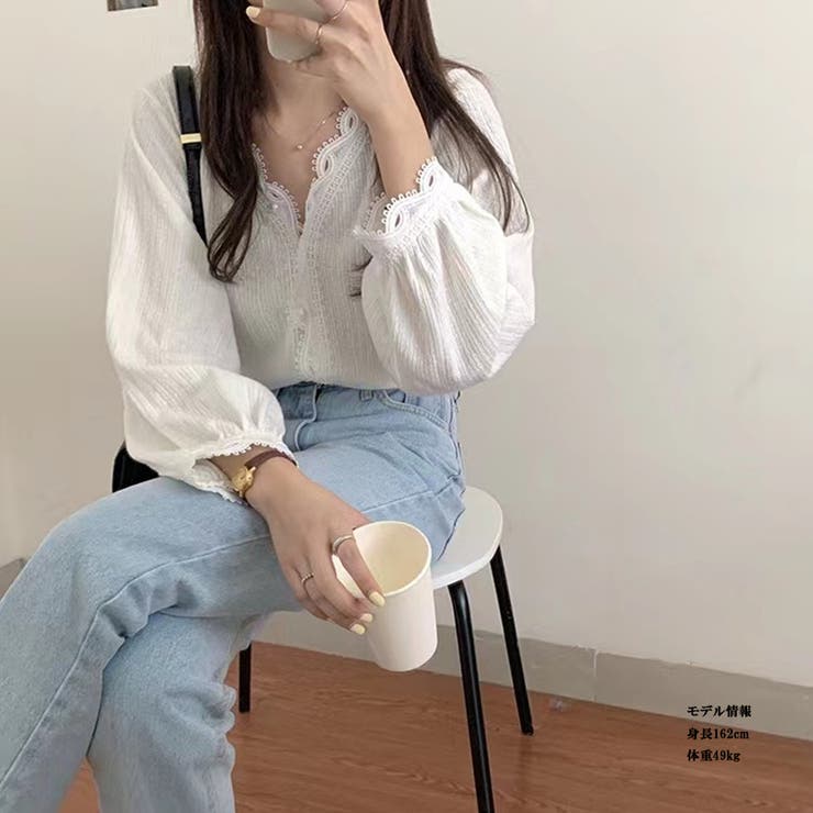 Vネックシフォンブラウス パフ袖 トップス | Beststore | 詳細画像4 