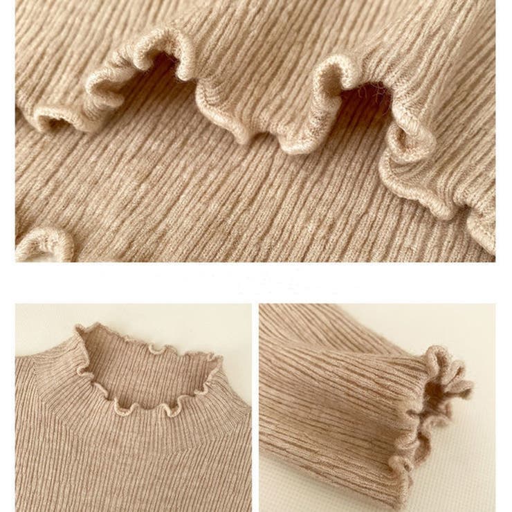 フリルカラーハイネックニットトップス リブ インナーニットプチフリル | Beststore | 詳細画像6 