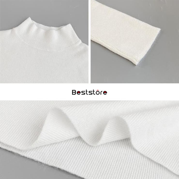 フルカラーハイネックニットトップス リブ タートルネック | Beststore | 詳細画像6 