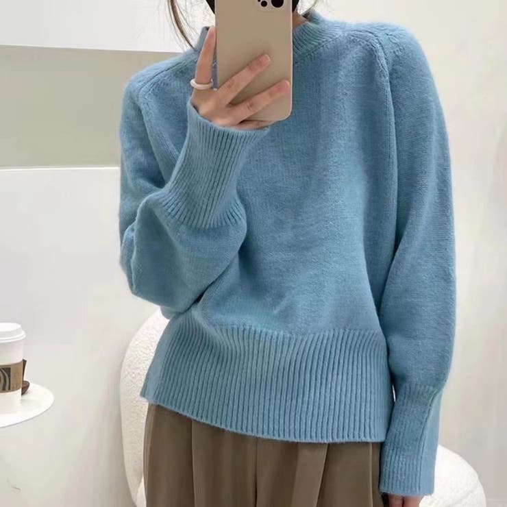 クールネックニットトップスオーバーサイズ韓国ニットファッション ビッグシルエット… | Beststore | 詳細画像1 