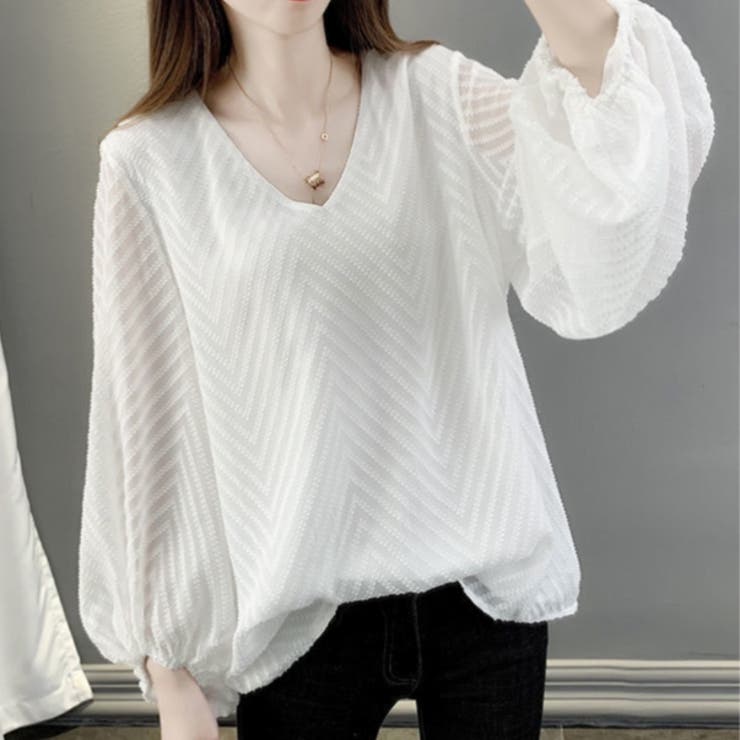 レディース ボリューム袖シアーブラウス Vネックシフォンブラウス | Beststore | 詳細画像4 