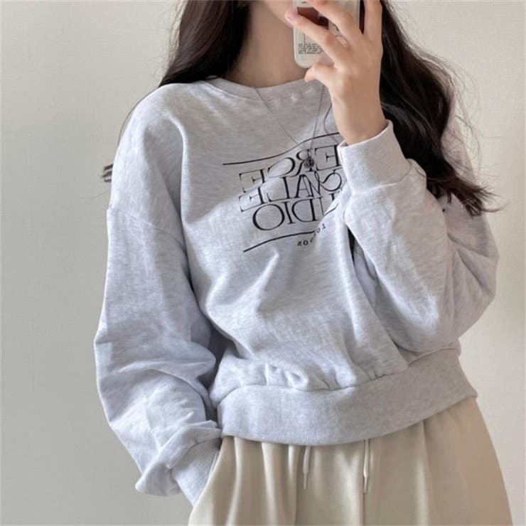 レディース スウェット ロゴトレーナーショート丈[品番