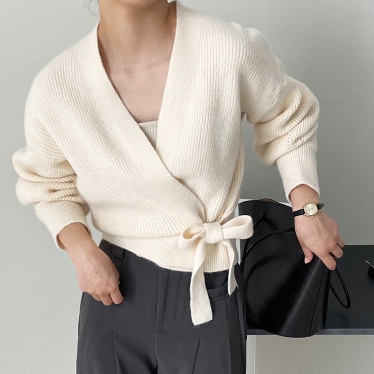 Vネック ボリュームスリーブ ニットカーディガンショート丈 | Beststore | 詳細画像3 