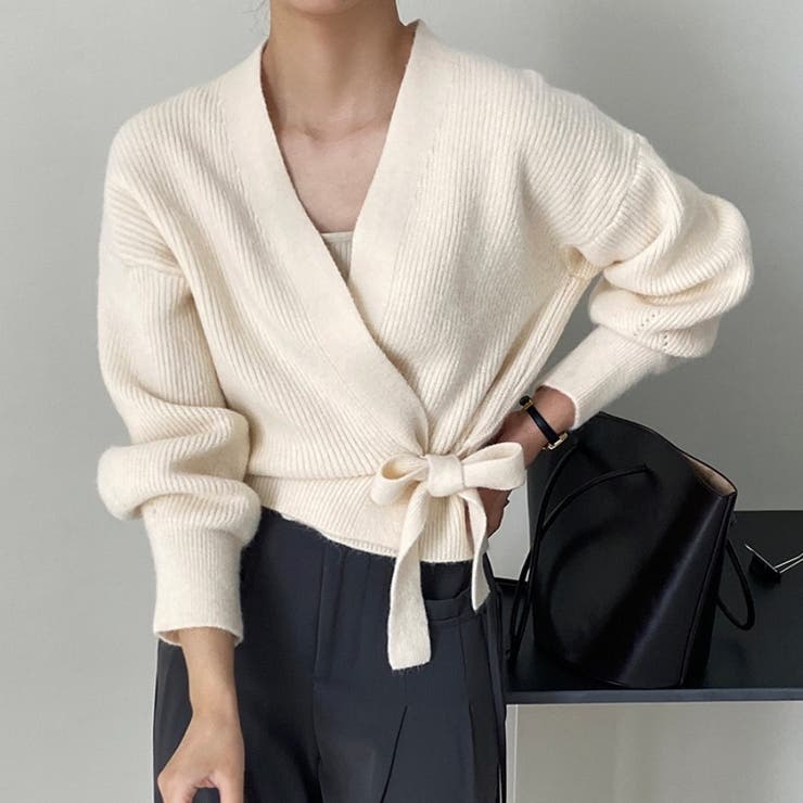 Vネック ボリュームスリーブ ニットカーディガンショート丈 | Beststore | 詳細画像4 