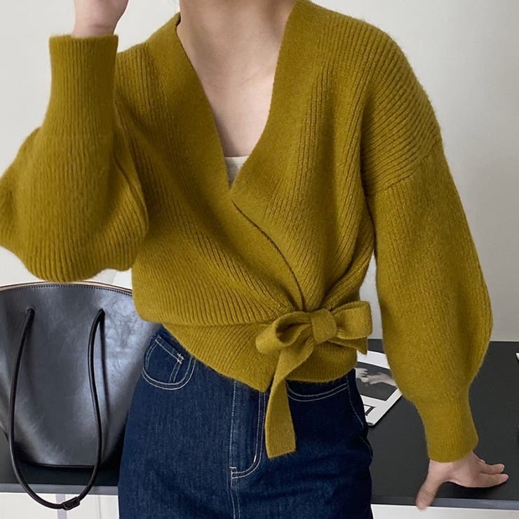 Vネック ボリュームスリーブ ニットカーディガンショート丈 | Beststore | 詳細画像6 