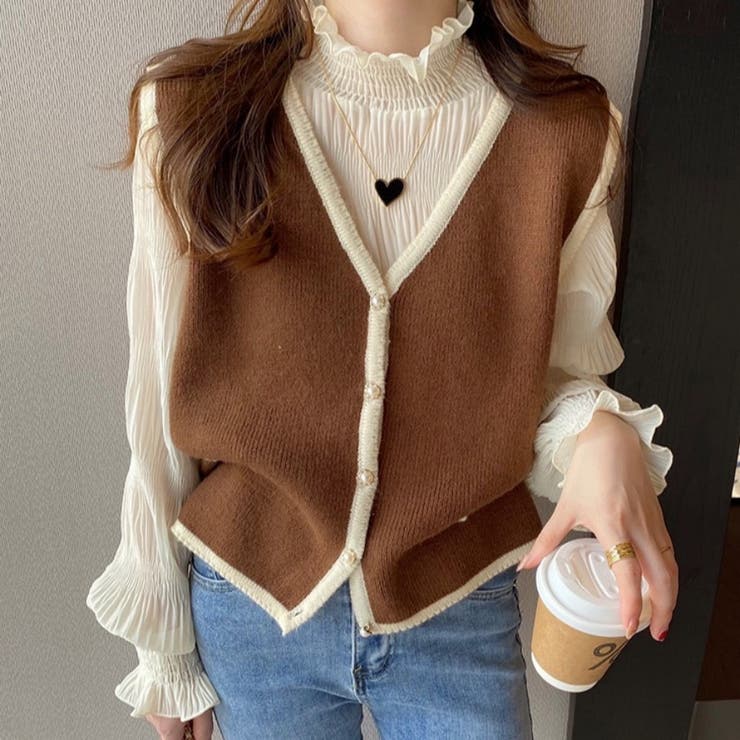ブラウン フリル シフォン トップス LILY BROWN Lily Brown シフォンフリルトップス オフホワイト