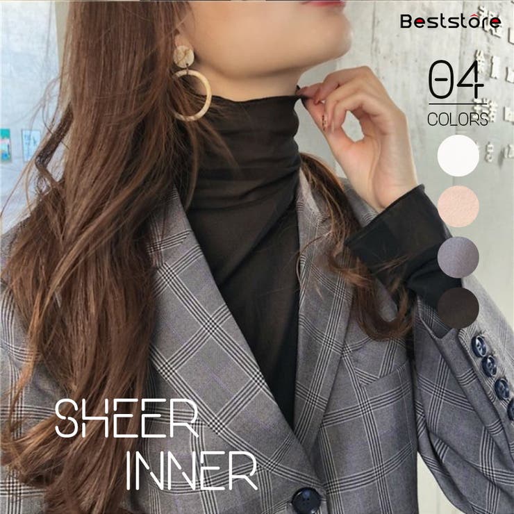 ブラック | トップス シアーブラウス 透け感タートル | Beststore