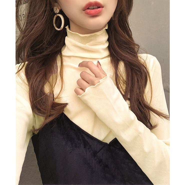 ライトベージュ | トップス シアーブラウス 透け感タートル | Beststore