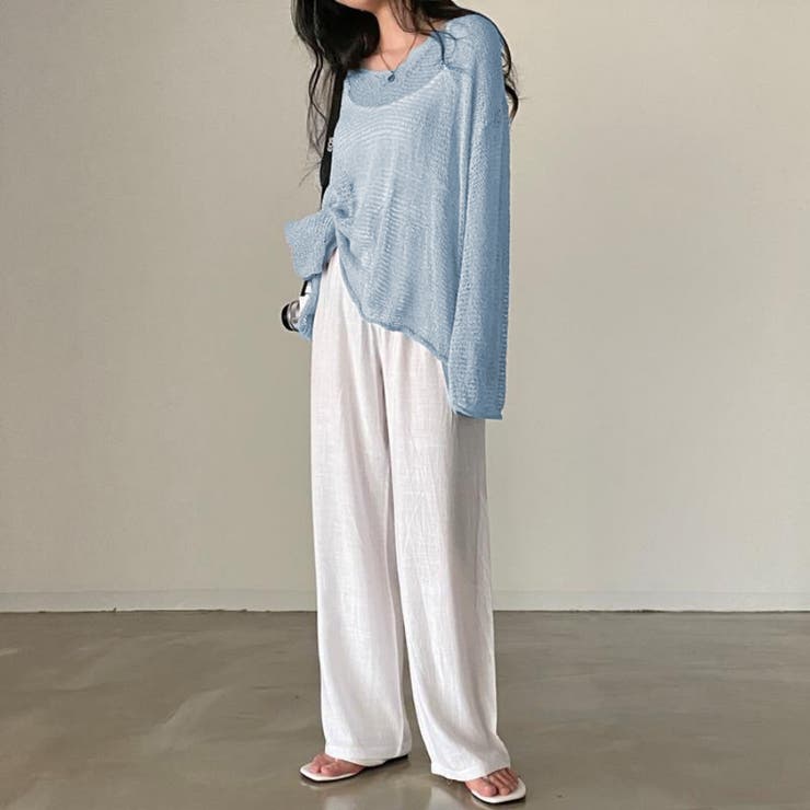 トップス クロッシェ編ニット 長袖プルオーバー[品番 トップス クロッシェ編ニット 長袖プルオーバー[品番