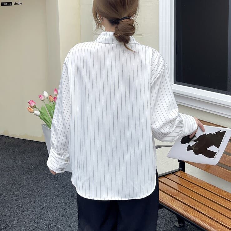 「新色追加」【全９色】ストライプ スキッパーシャツ ブラウス | Beststore | 詳細画像45 