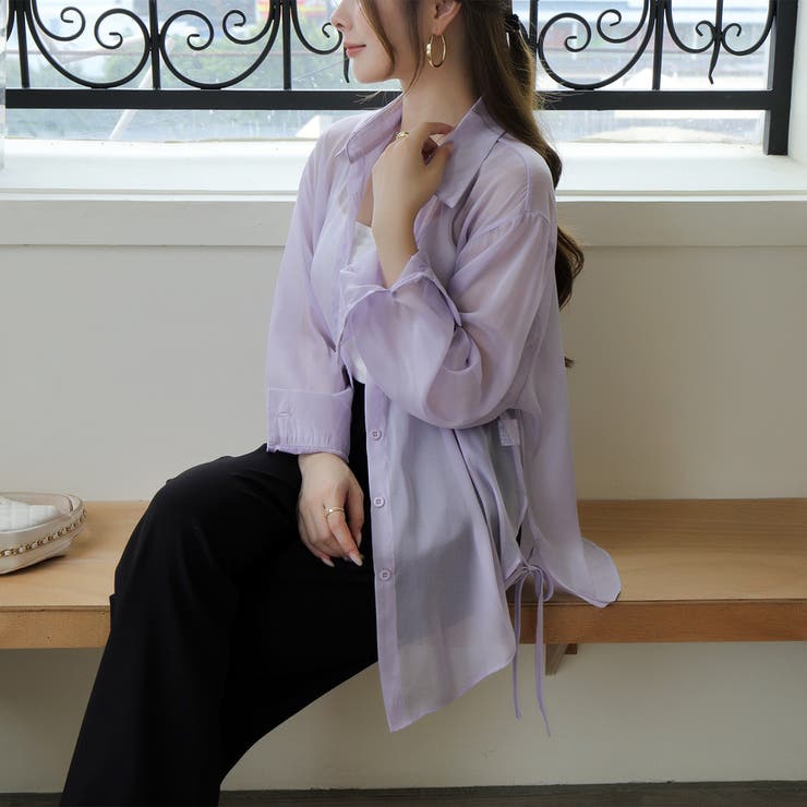 パープル | シアーシャツ ブラウス レディース | Beststore