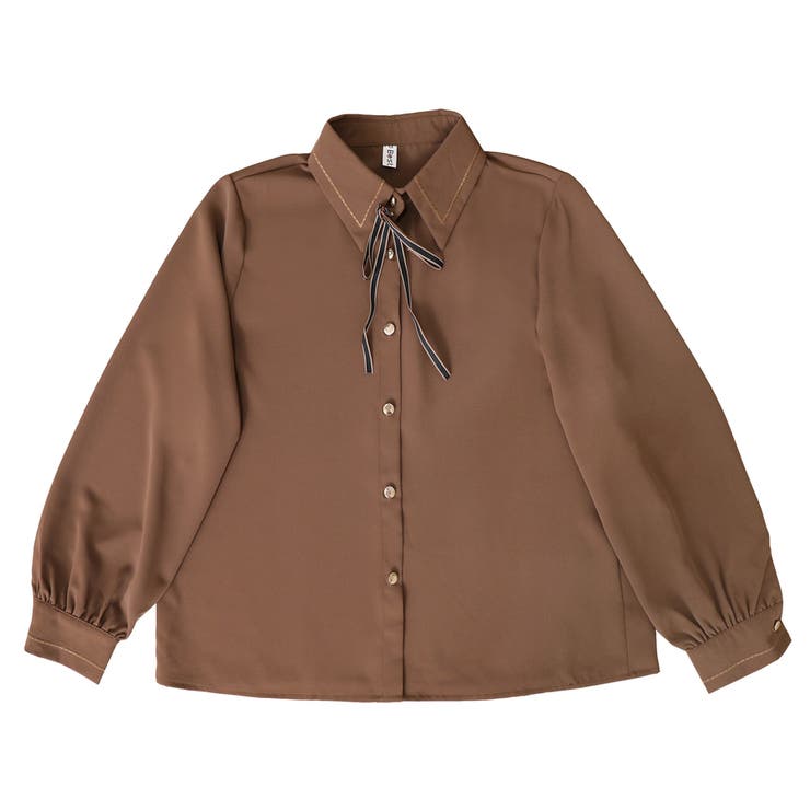 リボン 付き ボウタイ シャツ ブラウス 長袖 ステッチ デザイン | Beststore | 詳細画像35 