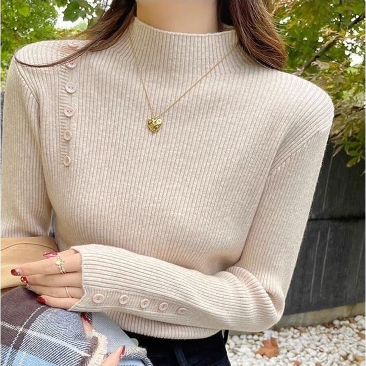 リブニットセーター カットソー長袖 春秋冬 | Beststore | 詳細画像1 