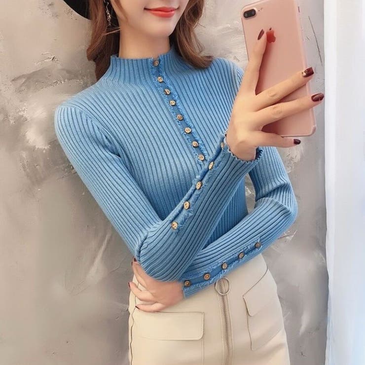 リブニットカットソー タイトルネック 薄手 | Beststore | 詳細画像8 