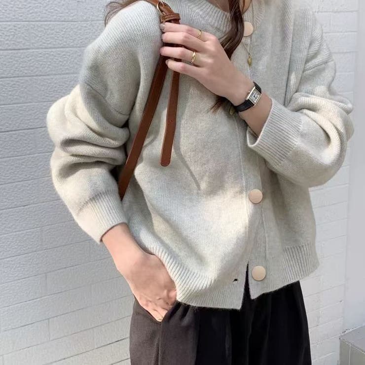 クルーネックボタンカーディガン 長袖 レディース | Beststore | 詳細画像1 