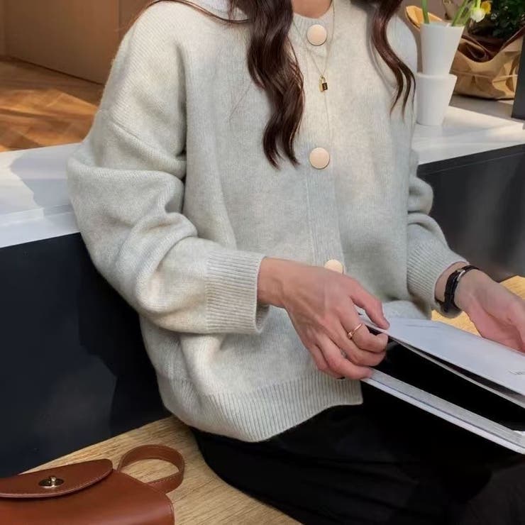 クルーネックボタンカーディガン 長袖 レディース | Beststore | 詳細画像2 