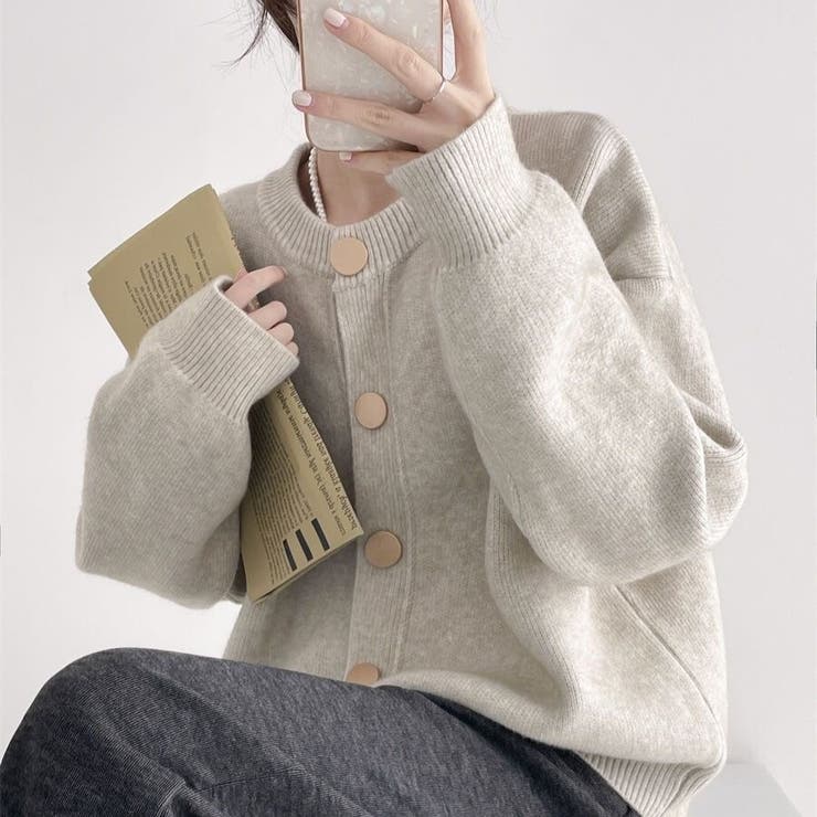 クルーネックボタンカーディガン 長袖 レディース | Beststore | 詳細画像5 