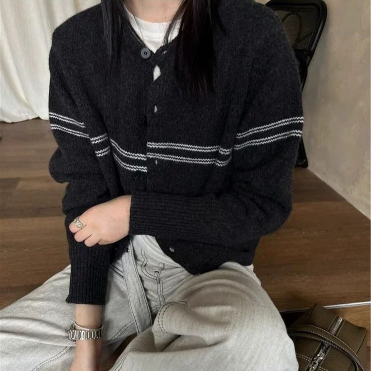 クルーネックボーダーカーディガン 長袖 レディース | Beststore | 詳細画像5 